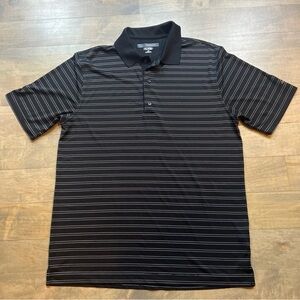 Greg Norman Collection Black and Gray Striped Polo Shirt